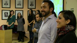 Equipo de Audiovisual, durante la presentación de Cineducación