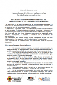 Portada Memorias de la I Jornada Iberoamericana “La enseñanza del ciberperiodismo  en las facultades de comunicación”