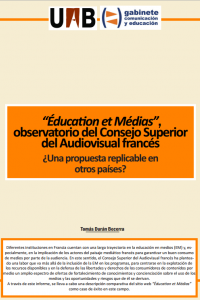 Portada Informe: Alfabetización mediática en Europa. El caso de “Éducation et Médias” 